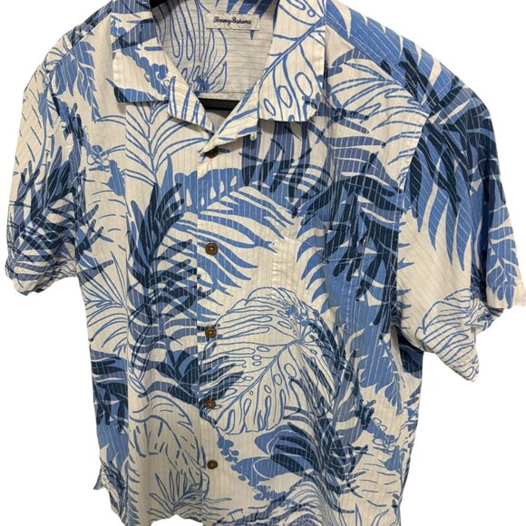 Tommy Bahama Full Button Floral Print Shirt Mens Size Large Blue - Picture 2 of 5